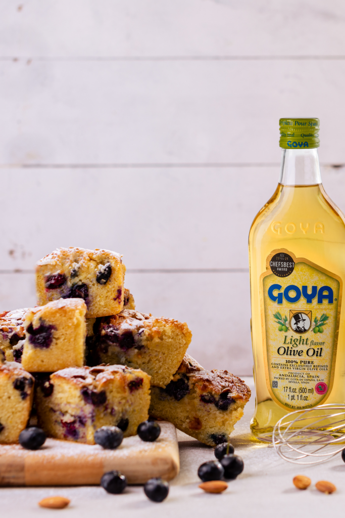 Olive oil ad blueberry cake